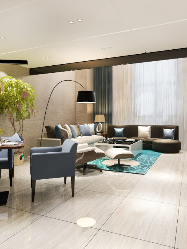 cropped 3d rendering modern dining room living room with luxury decor